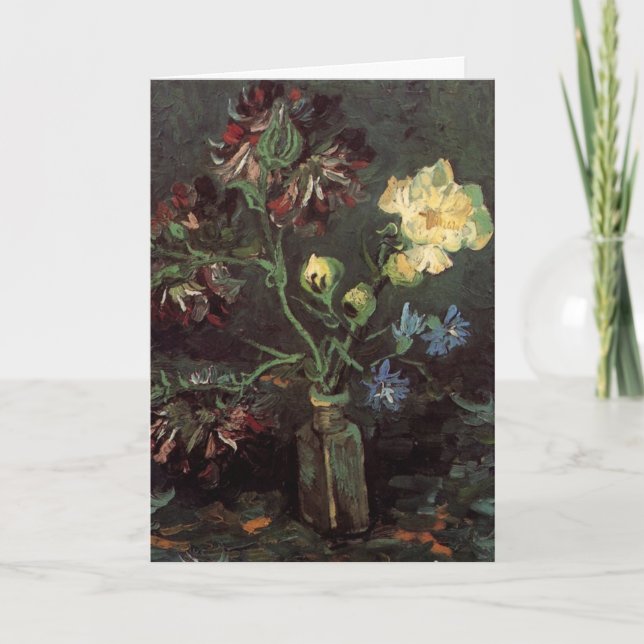 Vase with Myosotis and Peonies by Vincent van Gogh Card (Front)