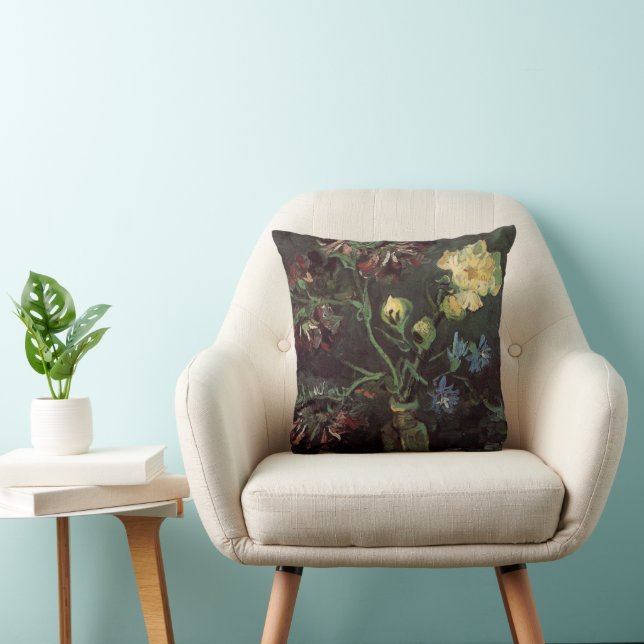 Vase with Myosotis and Peonies by Vincent van Gogh Cushion (Chair)