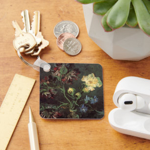 Vase with Myosotis and Peonies by Vincent van Gogh Key Ring