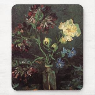 Vase with Myosotis and Peonies by Vincent van Gogh Mouse Mat
