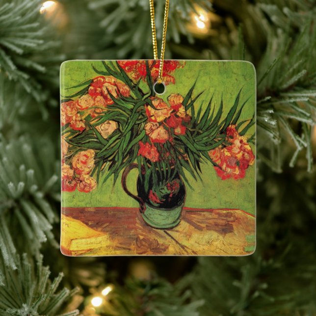 Vase with Oleanders and Books by Vincent van Gogh Ceramic Tree Decoration (Tree)