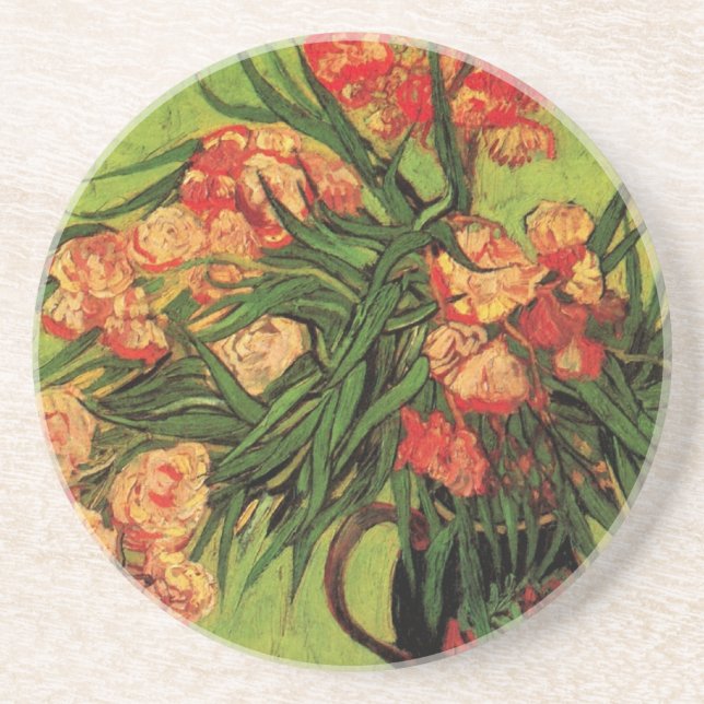 Vase with Oleanders and Books by Vincent van Gogh Coaster (Front)