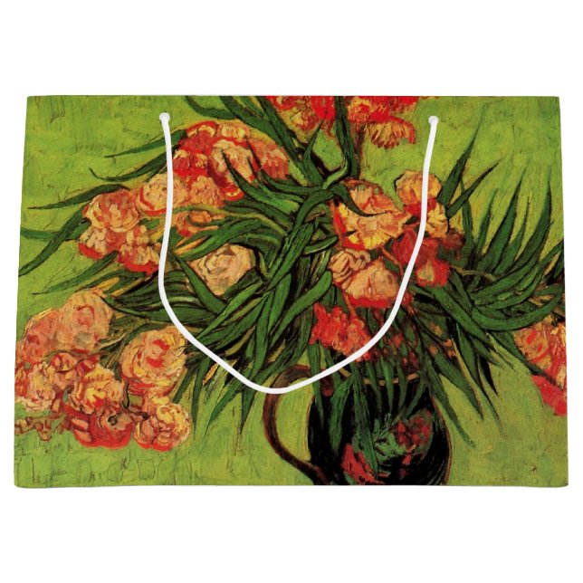 Vase with Oleanders and Books by Vincent van Gogh Large Gift Bag (Front)