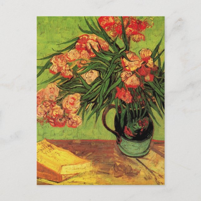 Vase with Oleanders and Books by Vincent van Gogh Postcard (Front)