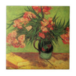 Vase with Oleanders and Books by Vincent van Gogh Tile<br><div class="desc">Still Life: Vase with Oleanders and Books by Vincent van Gogh is a vintage fine art post impressionism still life floral painting. A beautiful bouquet of oleander flowers from a spring garden and library books for leisure reading on a table. About the artist: Vincent Willem van Gogh (1853 -1890) was...</div>