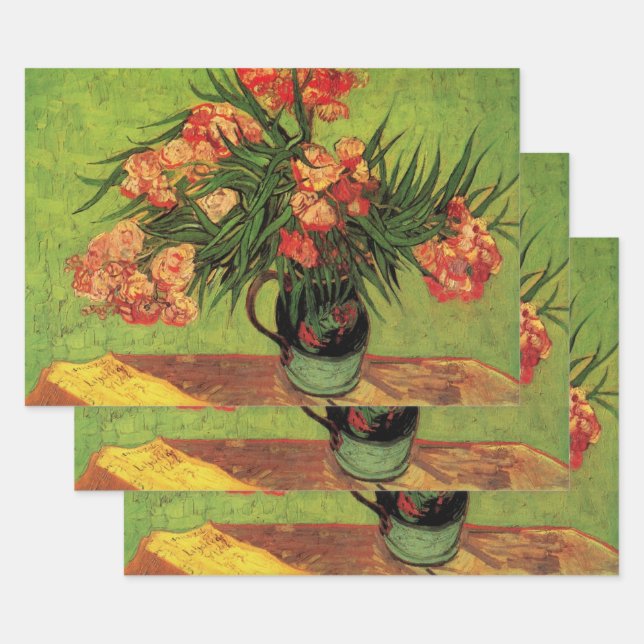 Vase with Oleanders and Books by Vincent van Gogh Wrapping Paper Sheet (Set)