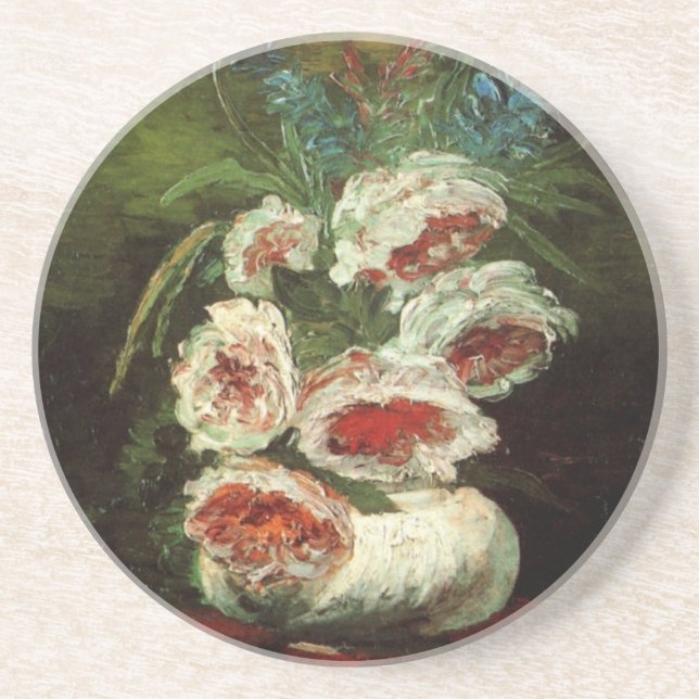 Vase with Peonies by Vincent van Gogh Coaster (Front)