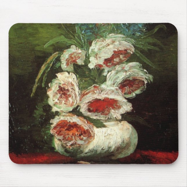 Vase with Peonies by Vincent van Gogh Mouse Mat (Front)