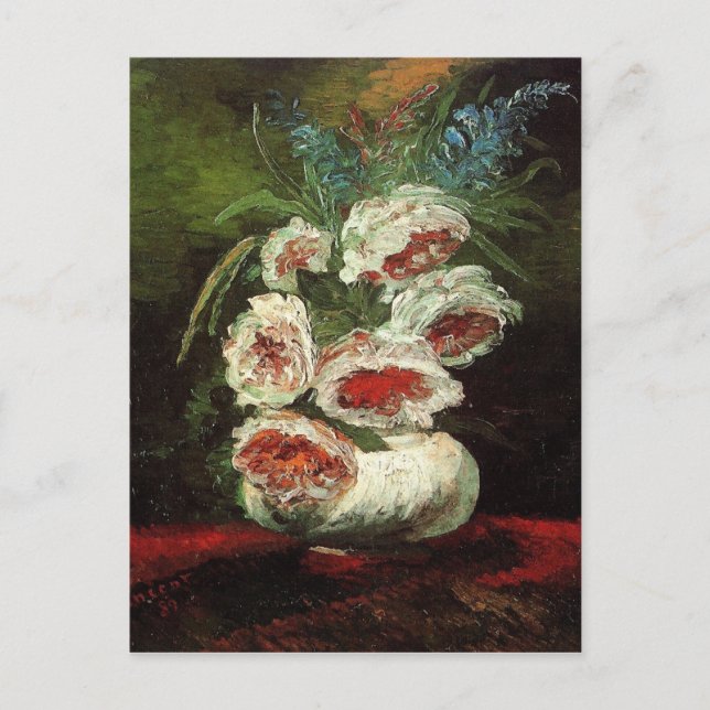 Vase with Peonies Van Gogh Fine Art Postcard (Front)