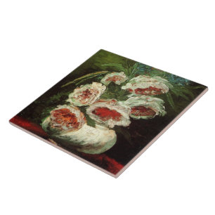 Vase with Peonies Van Gogh Fine Art Tile