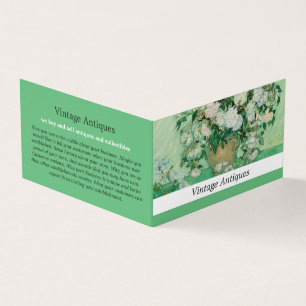 Vase With Pink Roses, Van Gogh, Antique Dealer Business Card