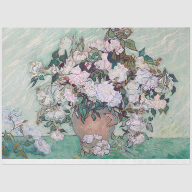 Vase with Pink Roses, Van Gogh Tissue Paper (Front)