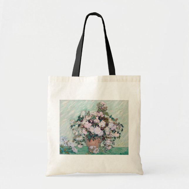 Vase with Pink Roses, Van Gogh Tote Bag (Front)