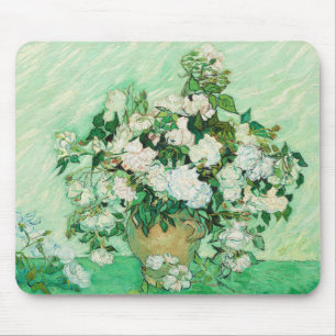 Vase with Pink Roses, Vincent Van Gogh Mouse Mat