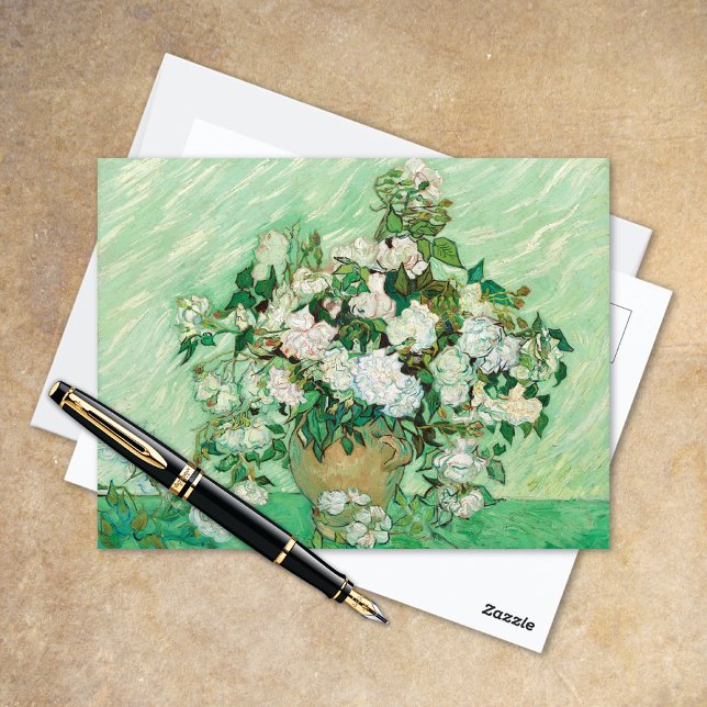 Vase with Pink Roses Vincent van Gogh Postcard (Creator Uploaded)