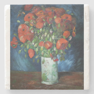 Vase with Poppies 1886 by Vincent van Gogh Stone Coaster