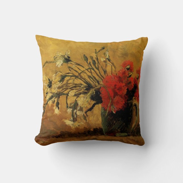 vase with red and white carnations, van Gogh Cushion (Front)