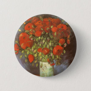 Vase with Red Poppies by Vincent van Gogh 6 Cm Round Badge