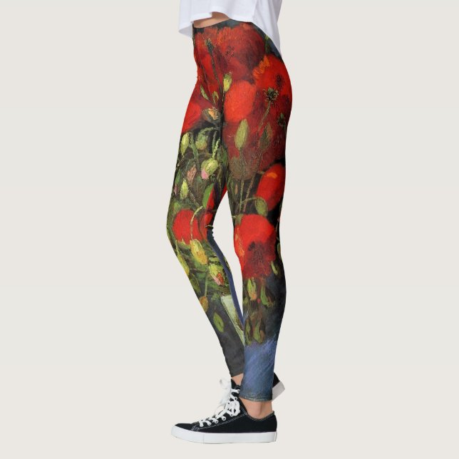 Vase with Red Poppies by Vincent van Gogh Leggings (Left)