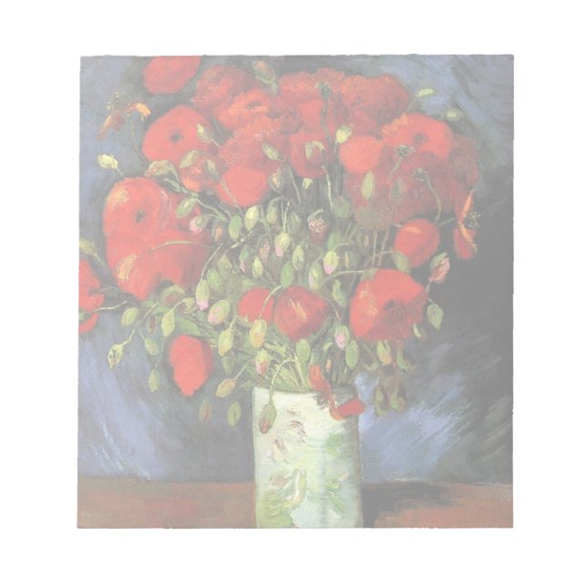 Vase with Red Poppies by Vincent van Gogh Notepad (Front)