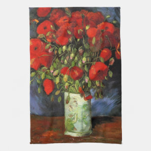 Vase with Red Poppies by Vincent van Gogh Tea Towel
