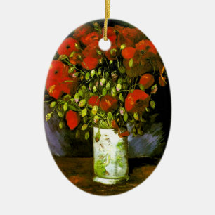 Vase with Red Poppies Van Gogh Fine Art Ceramic Tree Decoration