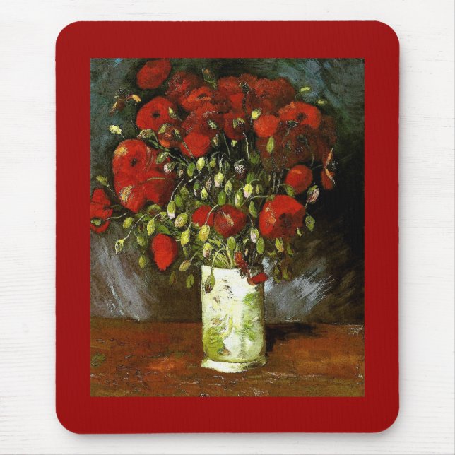 Vase with Red Poppies Van Gogh Fine Art Mouse Mat (Front)
