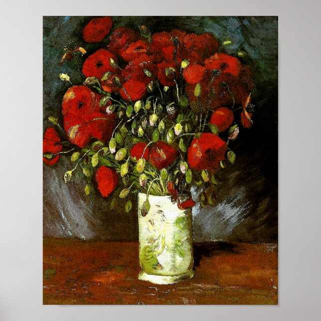 Vase with Red Poppies Van Gogh Fine Art Poster (Front)