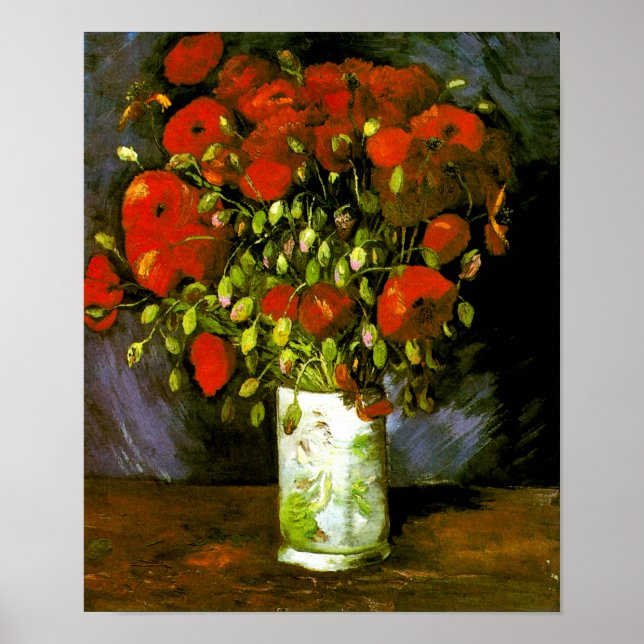 Vase with Red Poppies Van Gogh Fine Art Poster (Front)