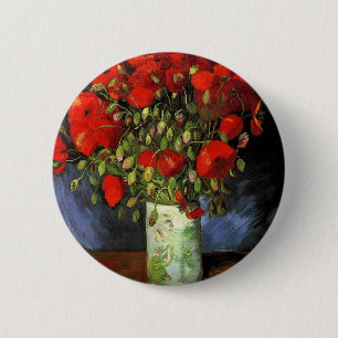 Vase with Red Poppies Vincent van Gogh 6 Cm Round Badge