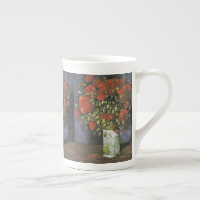 Vase with Red Poppies Vincent van Gogh Bone China Mug (Right)