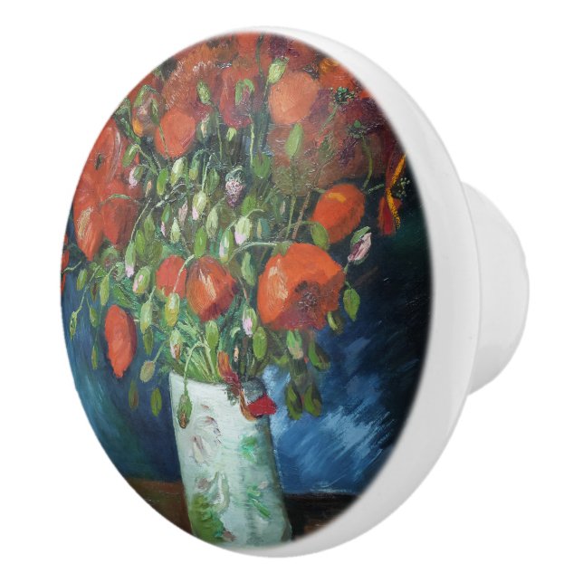 Vase with Red Poppies Vincent van Gogh  Ceramic Knob (Right)