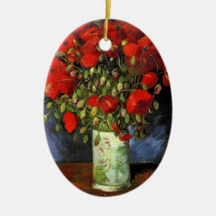 Vase with Red Poppies Vincent van Gogh Ceramic Tree Decoration