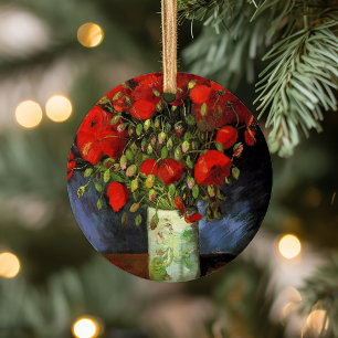 Vase with Red Poppies   Vincent van Gogh Ceramic Tree Decoration