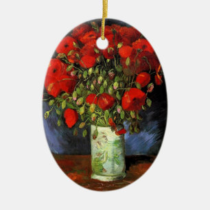 Vase with Red Poppies Vincent van Gogh Ceramic Tree Decoration