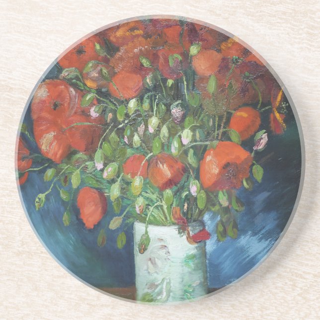 Vase with Red Poppies Vincent van Gogh   Coaster (Front)