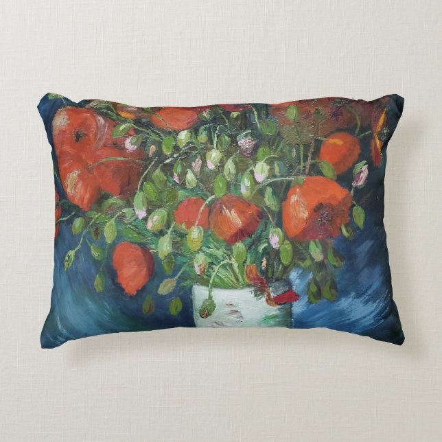 Vase with Red Poppies Vincent van Gogh  Decorative Cushion (Front)