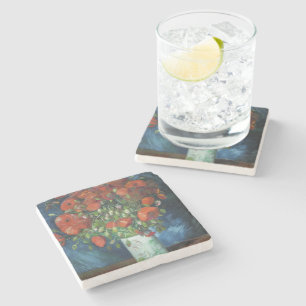 Vase with Red Poppies Vincent van Gogh Stone Coaster