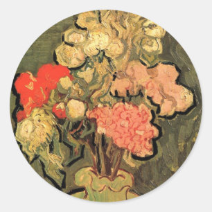 Vase with Rose Mallows by Vincent van Gogh Classic Round Sticker