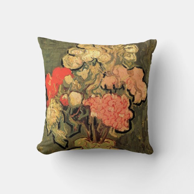 Vase with Rose Mallows by Vincent van Gogh Cushion (Front)