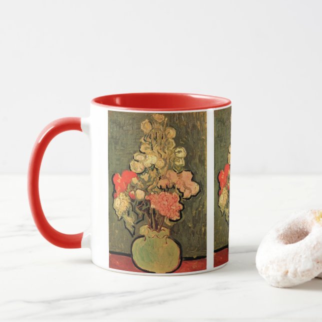 Vase with Rose Mallows by Vincent van Gogh Mug (With Donut)