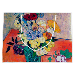 Vase with Roses and Anemones, Van Gogh Large Gift Bag