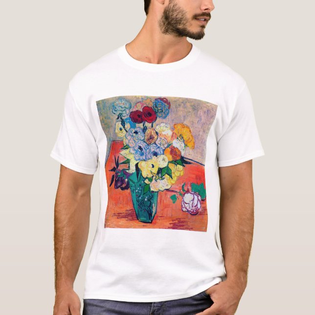 Vase with Roses and Anemones, Van Gogh T-Shirt (Front)