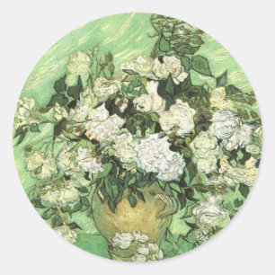 Vase with Roses - Van Gogh Classic Round Sticker
