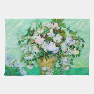 Vase with Roses Van Gogh Fine Art Tea Towel