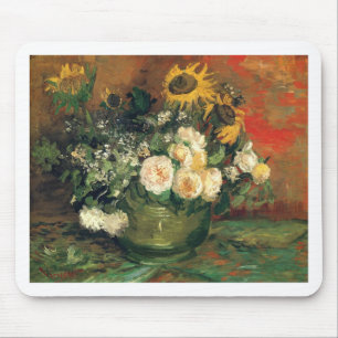 "Vase with Sunflowers, Roses and Other Flowers" Mouse Mat