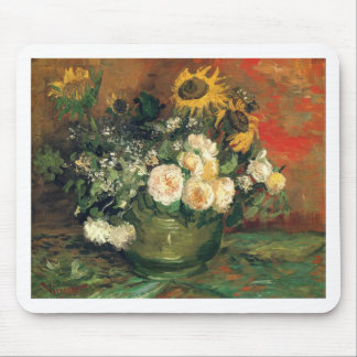 "Vase with Sunflowers, Roses and Other Flowers" Mouse Mat