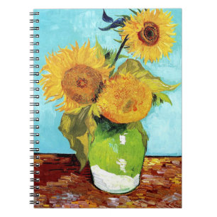 Vase with Three Sunflowers (1888) Van Gogh spiral Notebook