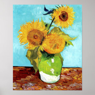Vase with Three Sunflowers (1888) Vincent Van Gogh Poster