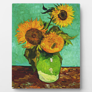 Vase with Three Sunflowers by Van Gogh Plaque